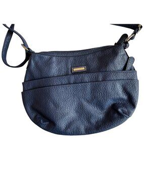 Rosetti Women's Dark Blue Faux Leather Crossbody Shoulder Bag Textured